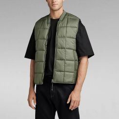 Mens Olive Green Solid Simple Down Vest