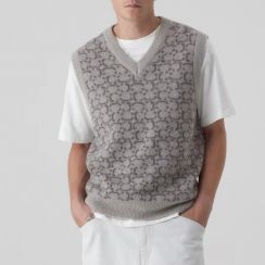 Mens Sleeveless Jacquard Knit Sweater Vest