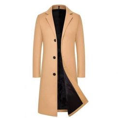 Mens Long Solid Color Coat