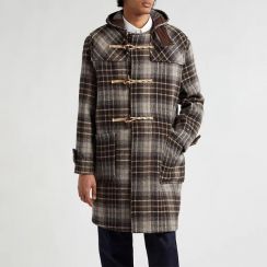 Mens British Style Hooded Tweed Coat