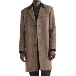 Mens Slim Fit Mid Length Wool Coat