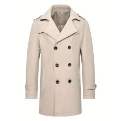 Mens Casual Double Breasted Trench Coat