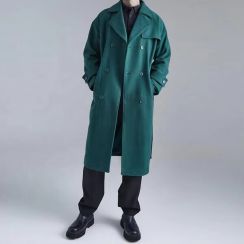 Mens Lapel Double Breasted Casual Trench Coat 